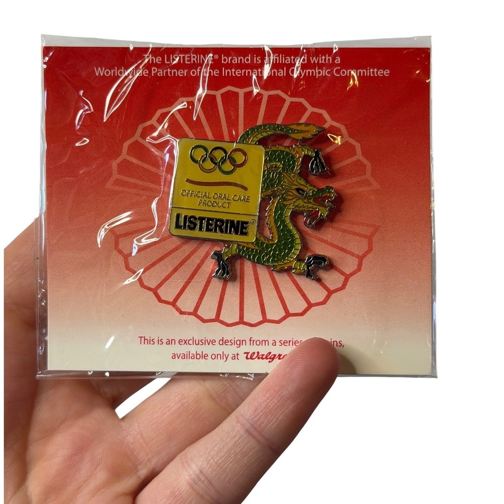 VTG Listerine Olympic Pin Green Gold Dragon Walgreens Exclusive Oral Care Promo